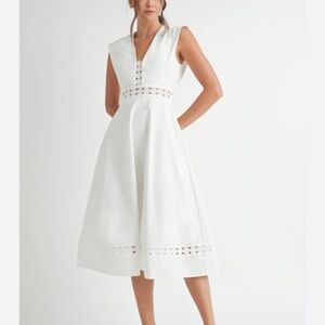 Luxe White Midi Dress with crochet lace trim Details